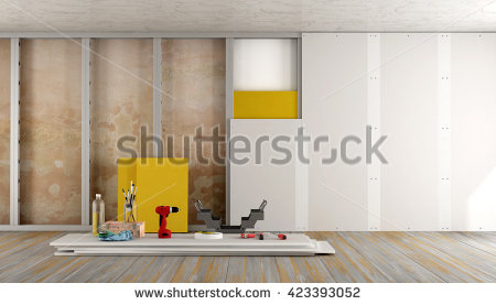 Stock Photo Renovation Of An Old House With Plaster Board