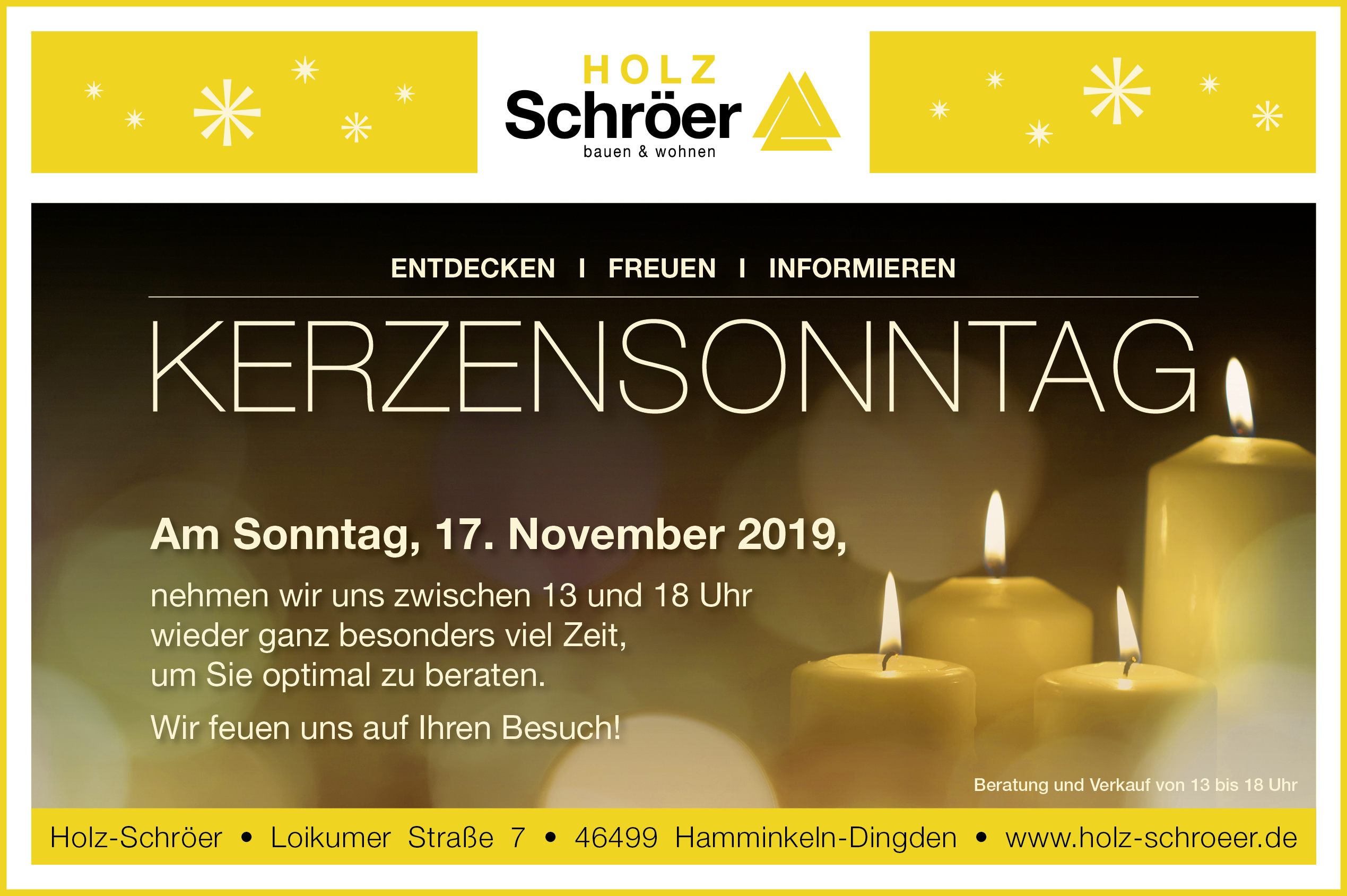 Kerzensonntag am 17.11.2019 in Dingden – Holz-Schröer Holzfachmarkt